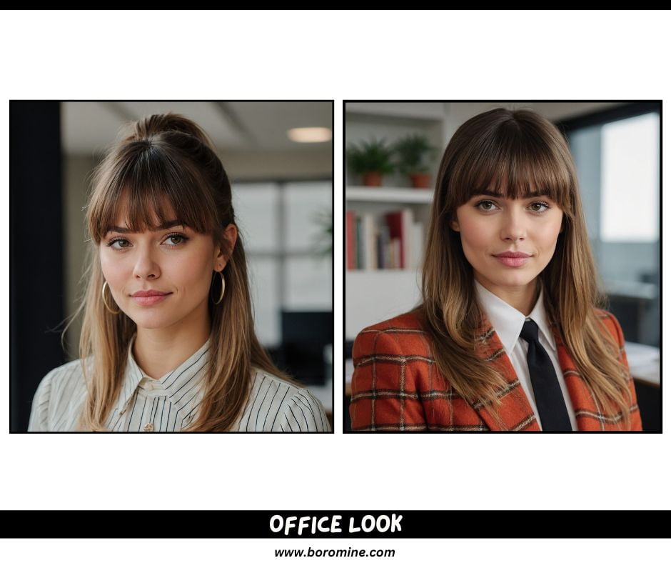 Styling-Curtain-Bangs-for-Office-Look