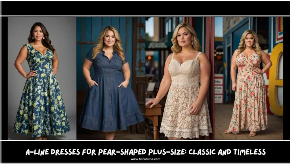 A-Line-Dresses-for-pear-shaped-plus-size